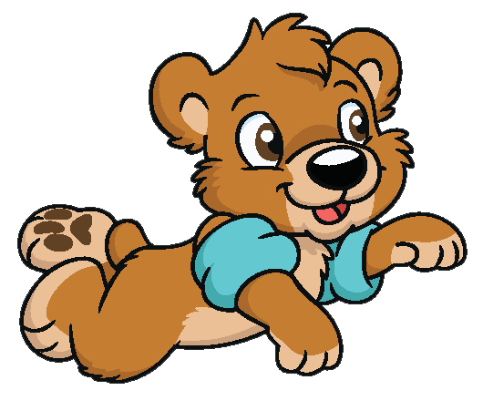 Theo the bear swimming with floaties on his arms.