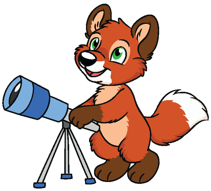 Felix the fox with their telescope.