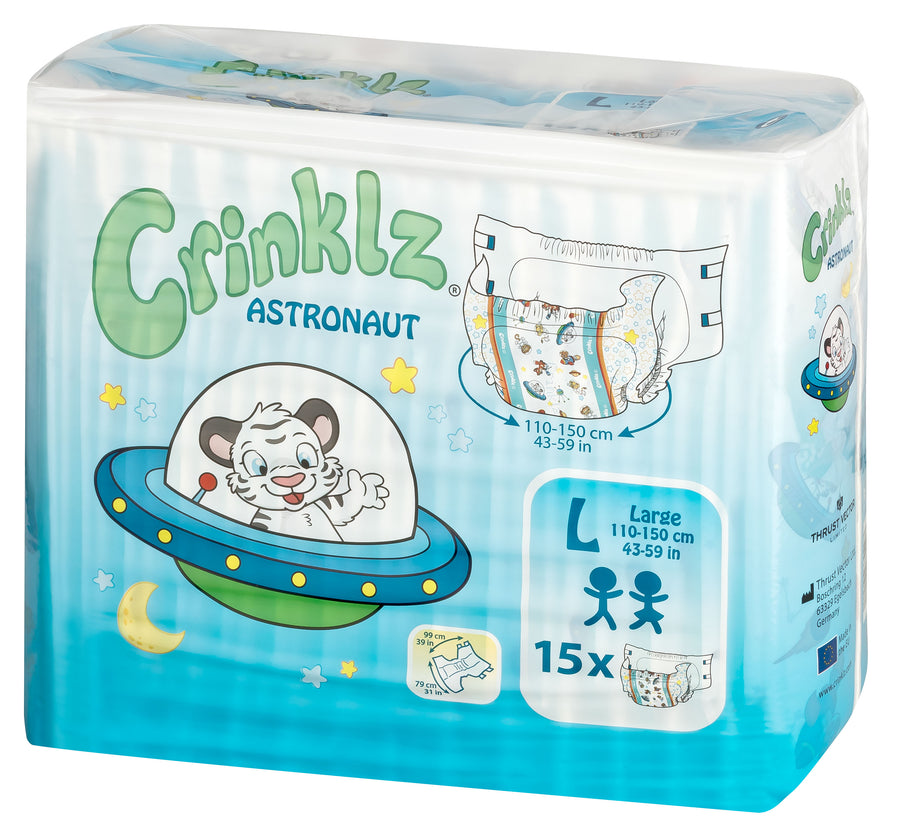 Crinklz Astronaut adult diaper polybag size L front view