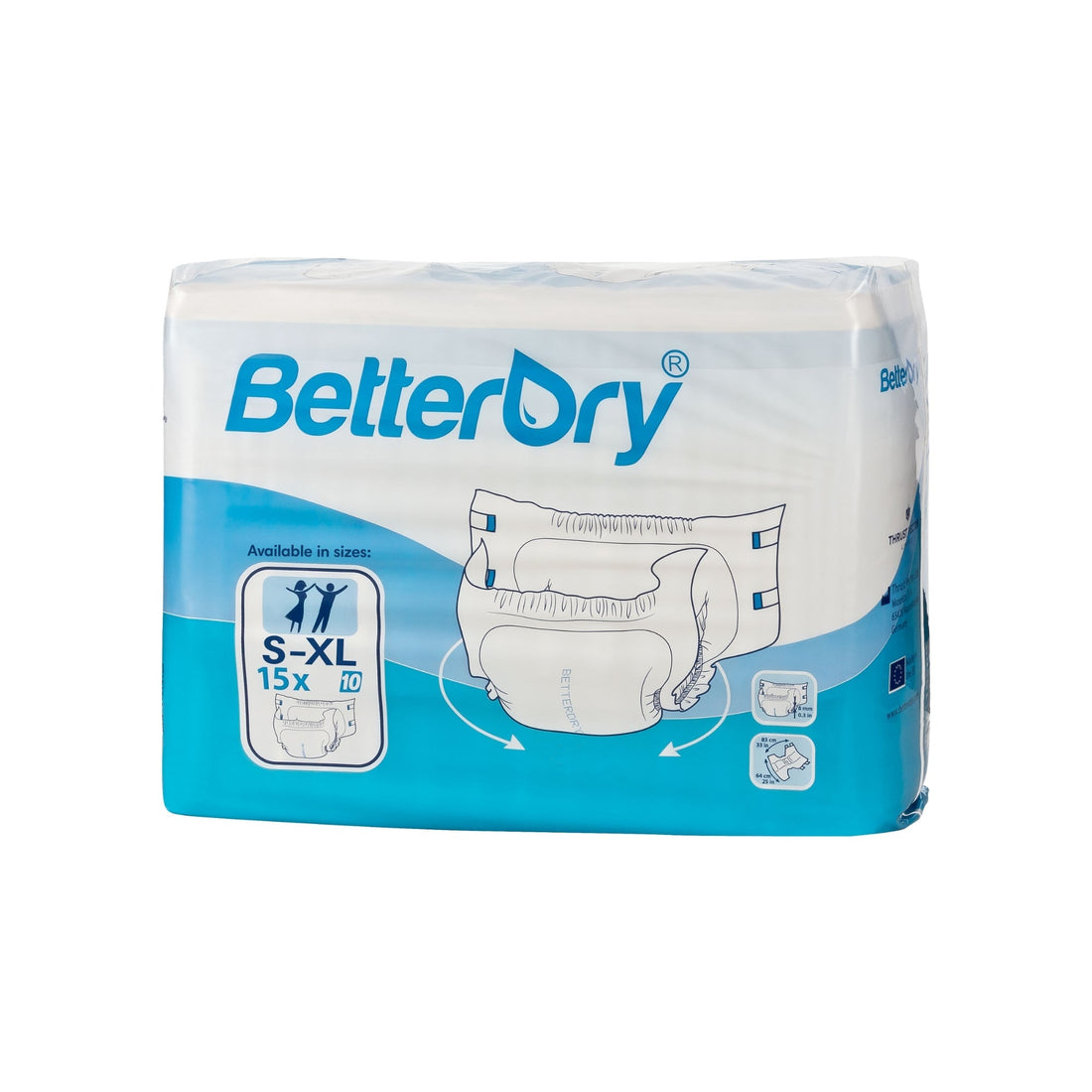 BetterDry 10 adult diaper polybag front view