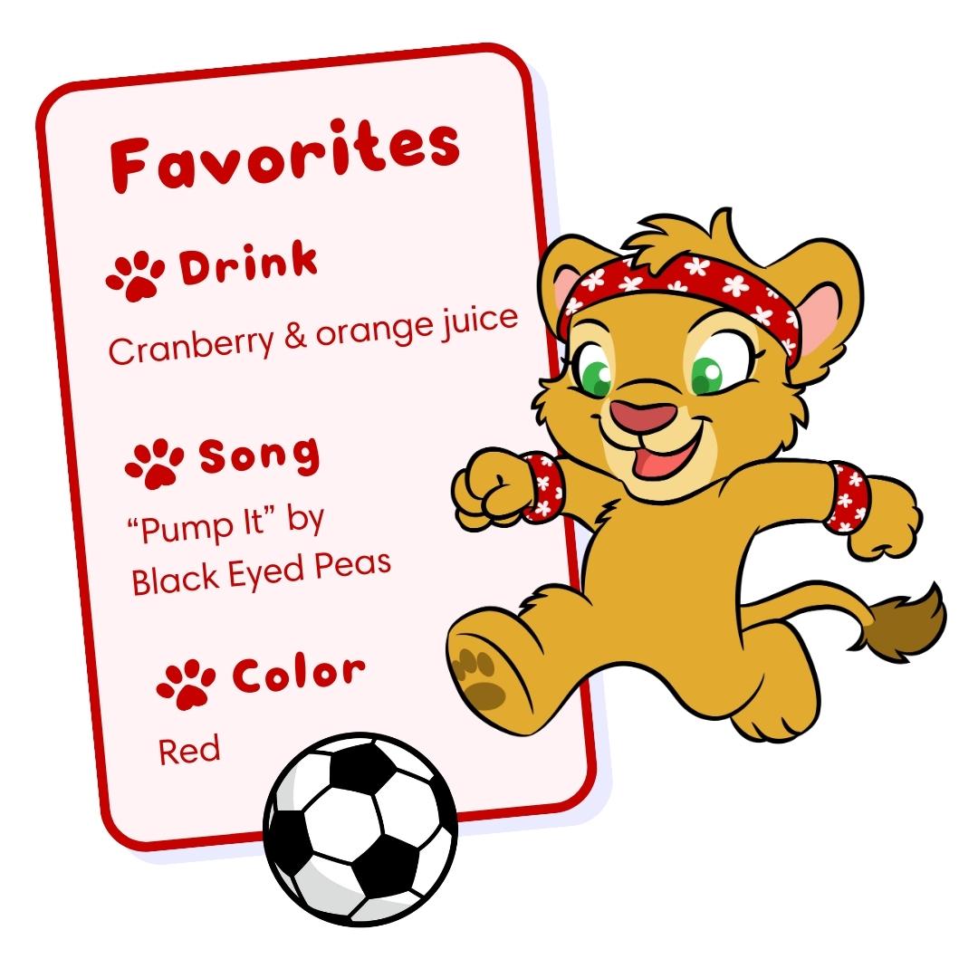 Leah's favorite drink is cranberry and orange juice, her favorite song is "Pump It" by the Black Eyed Peas, and her favorite color is red.