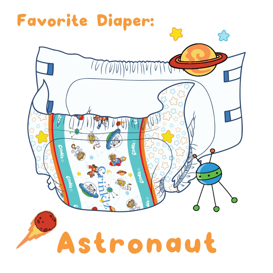 Illustration of Theo's favorite Crinklz print: Astronaut.